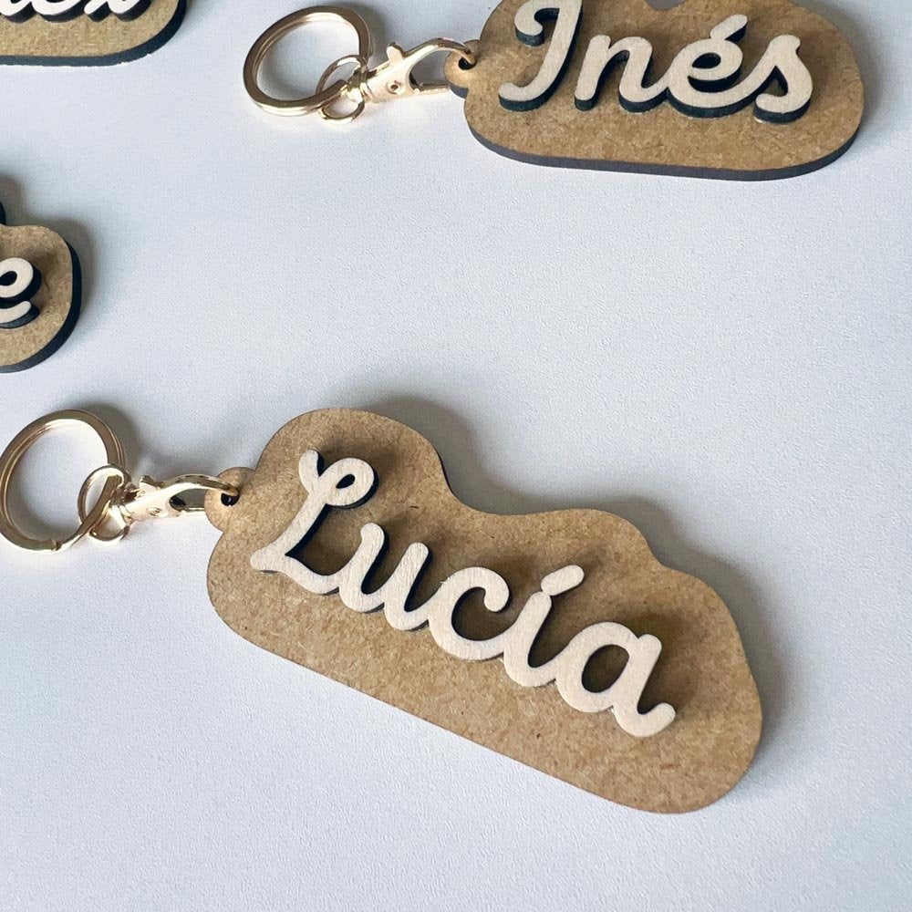 llaveros personalizados madera grabado laser eventos