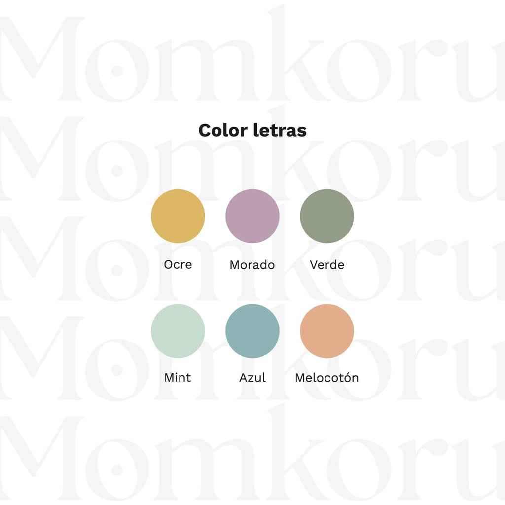 Tipografía disponible para la guirnalda nombre color personalizada en madera
