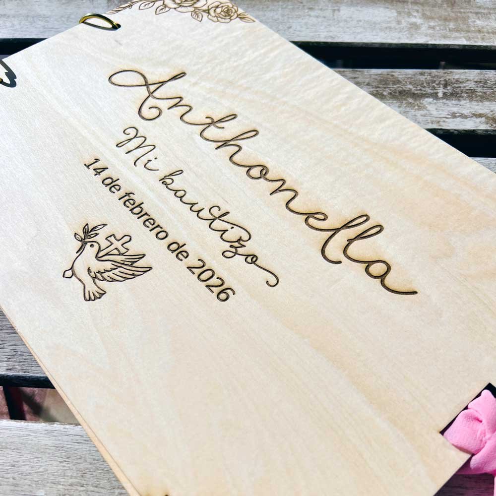 Libro recuerdos bautizo cierre cinta de seda personalizable varios colores