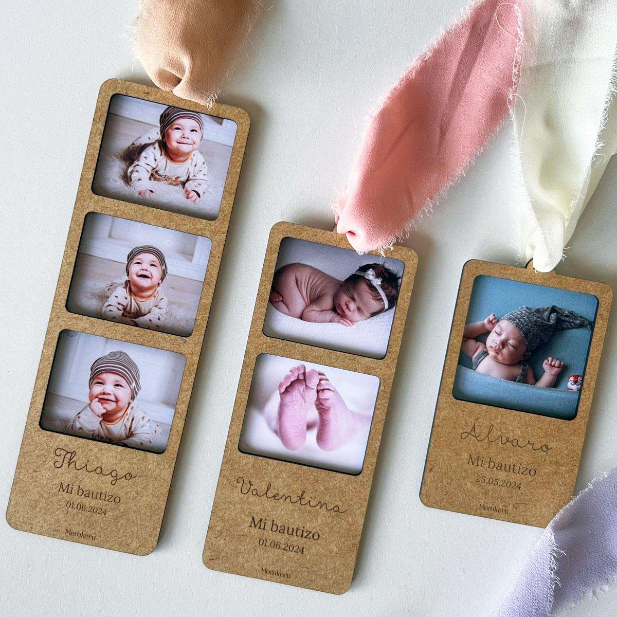 marcapaginas bautizo personalizado con foto y nombre grabado