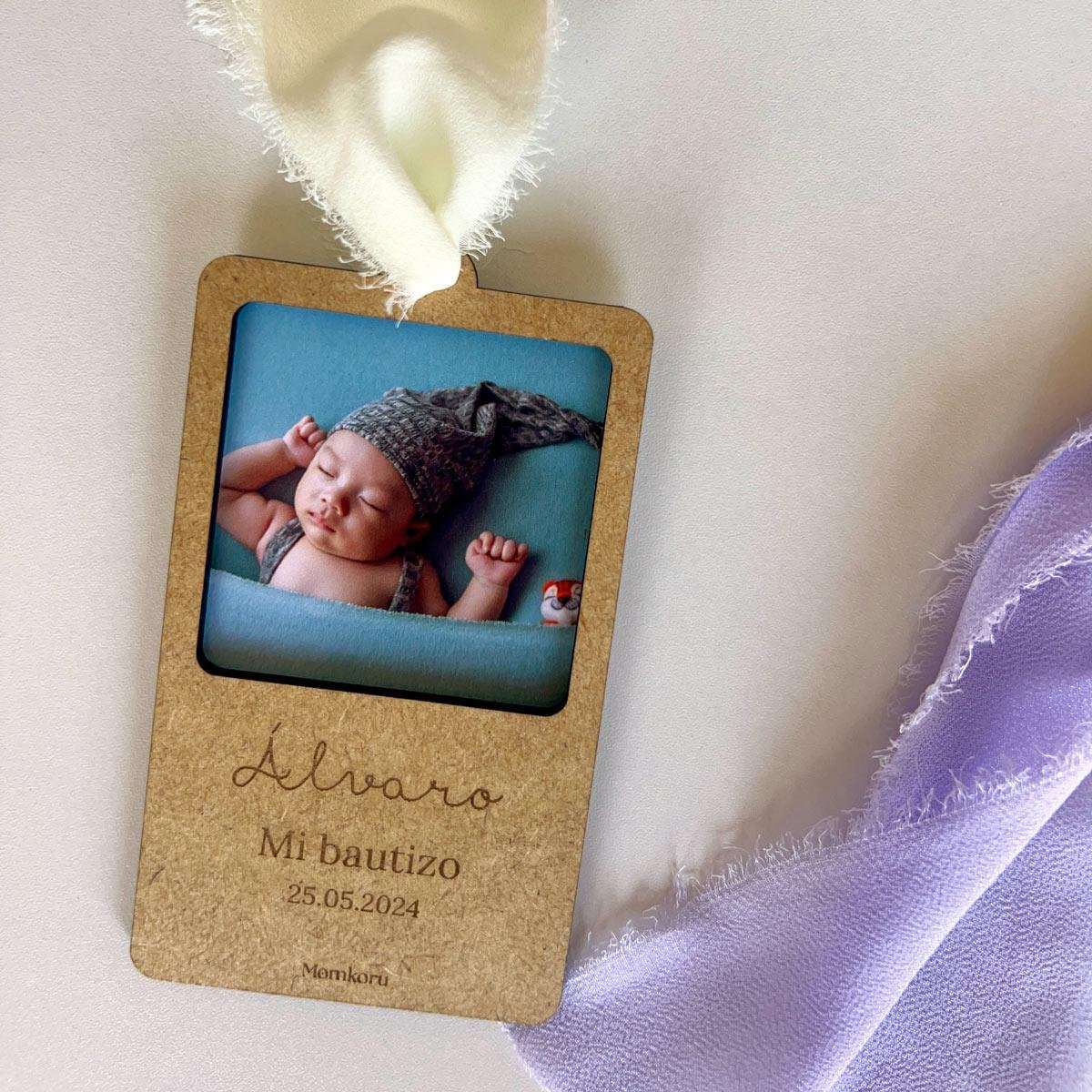 marcapaginas personalizado de una foto para bautizo