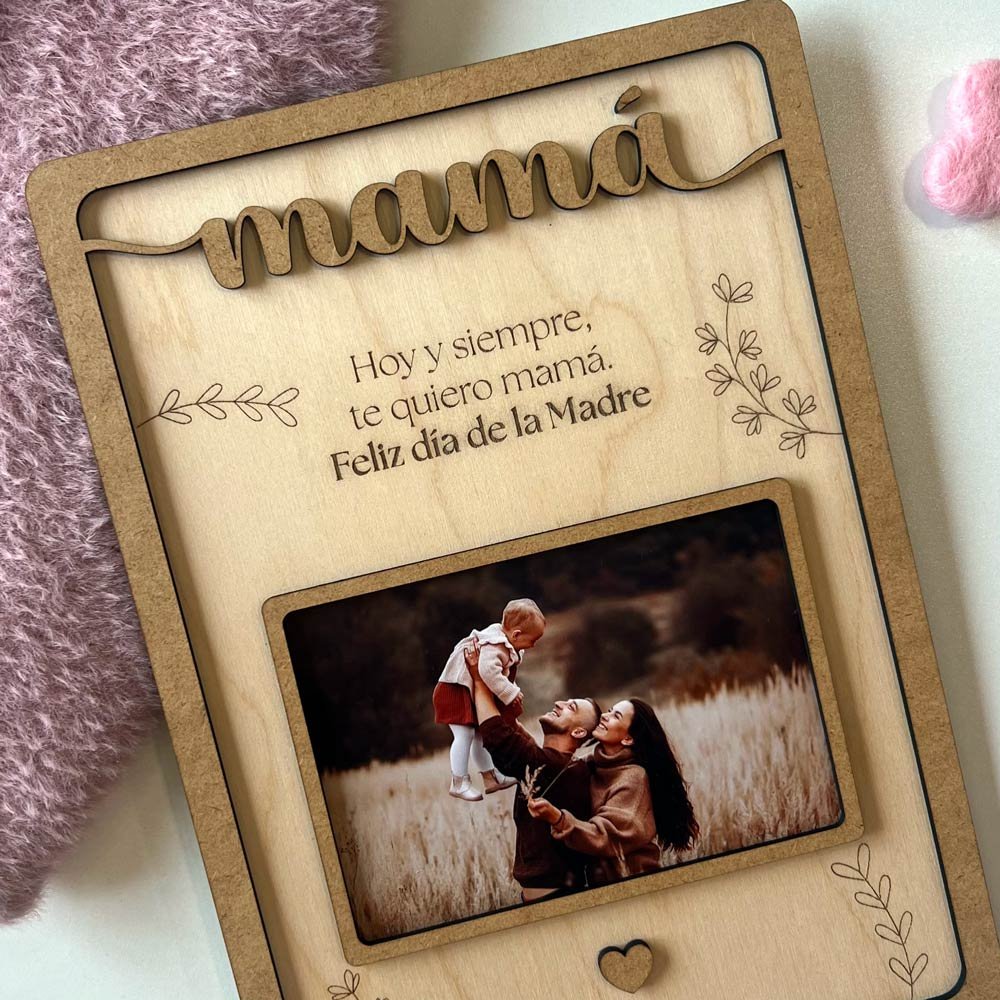 regalo dia de la madre, marco de madera personzalido para mamá con foto