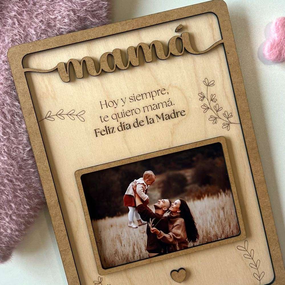 regalo dia de la madre, marco de madera personzalido para mamá con foto