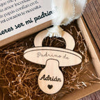 peticion personalizada para madrina o padrino - chupete de madera
