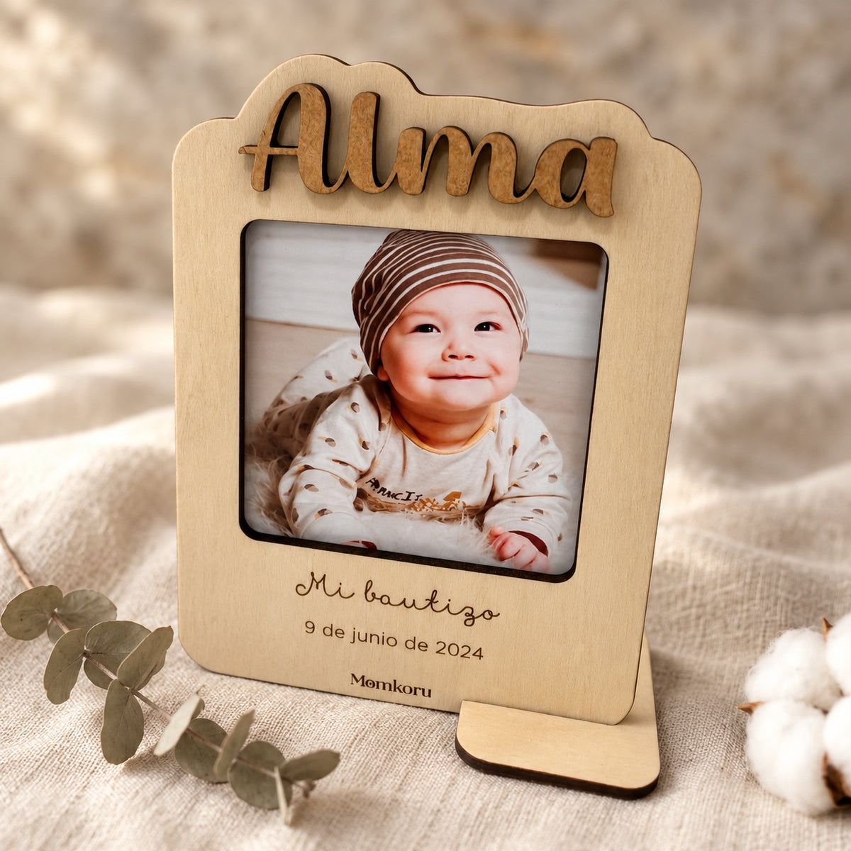 Portafotos bautizo personalizado