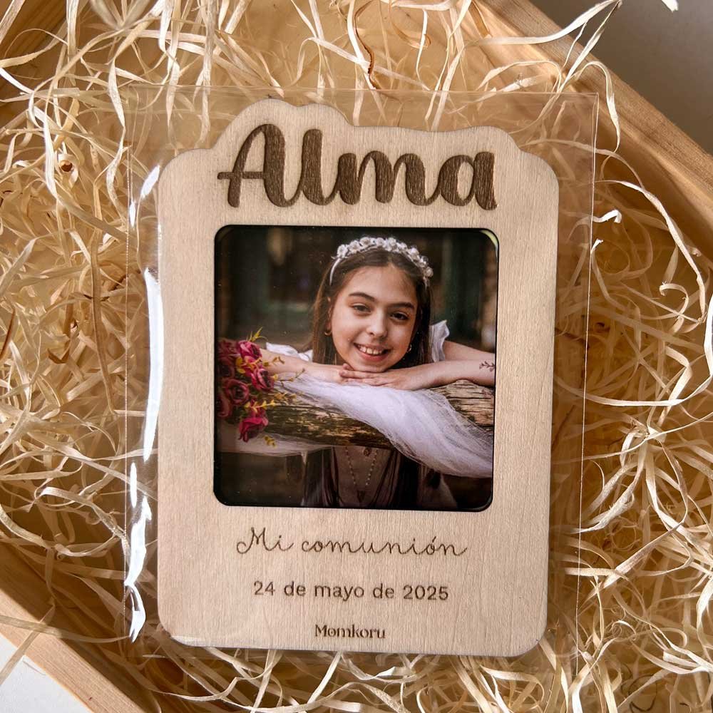 portafotos comunion personalizado en madera