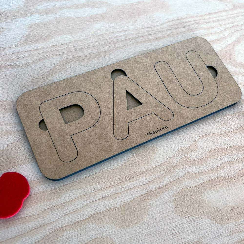 Puzzle nombre madera personalizado — juguete educativo con letras de colores