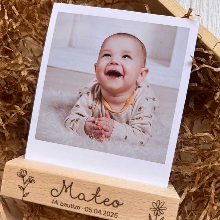 recuerdo para bautizo polaroid con foto