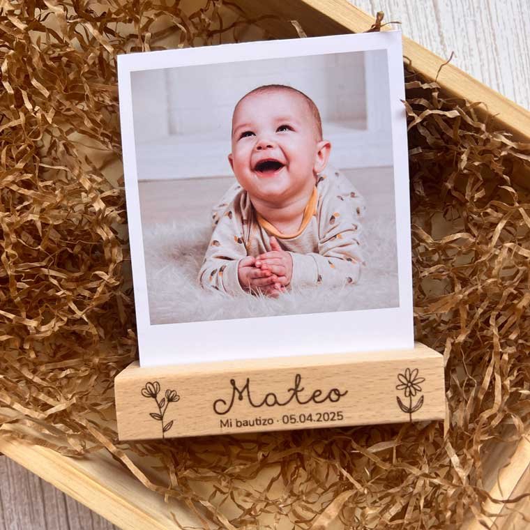 recuerdo para bautizo polaroid con foto