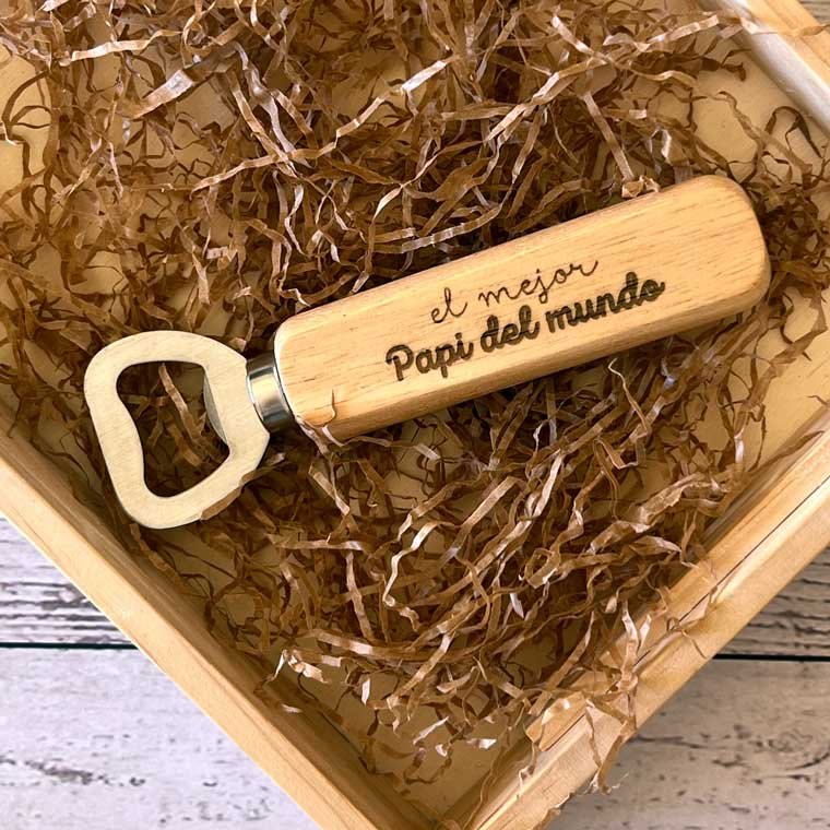 regalo dia del padre abridor personalizado para regalar a papa madera