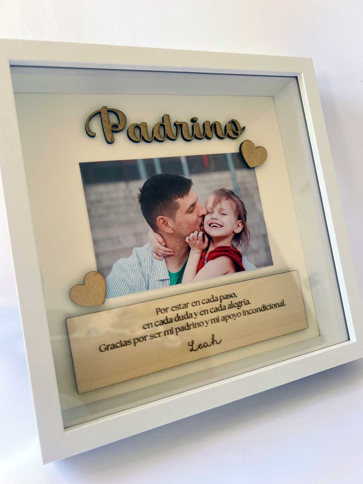 Marco de fotos con profundidad de 4,5 cm para regalo de padrinos y madrinas.