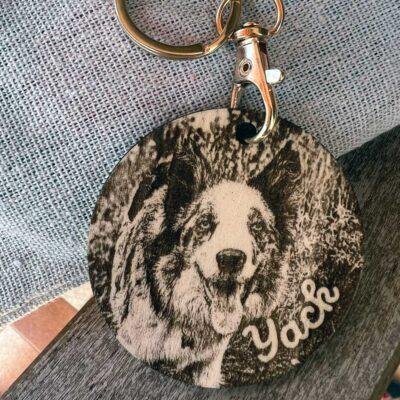 llavero perro personalizado madera border collie