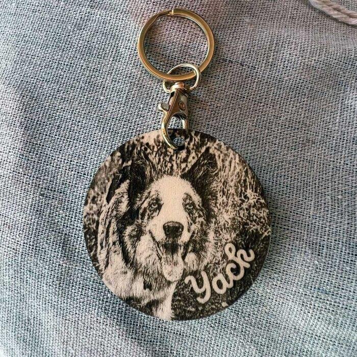 llavero perro personalizado madera border collie