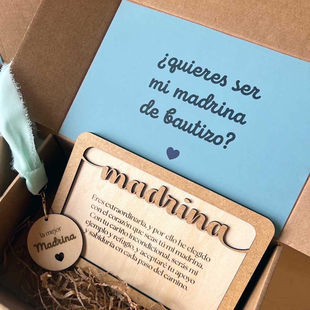 quieres ser mi madrina de bautizo caja personalizada